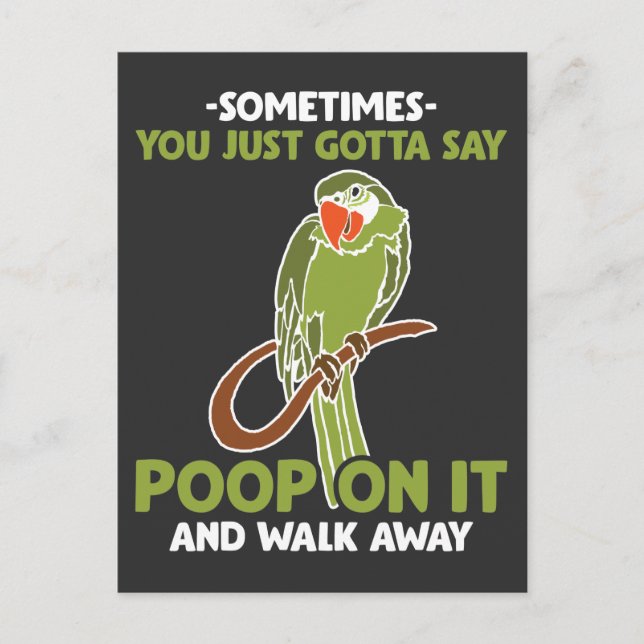 Cartão Postal Poop E Pássaro De Pássaro Da Cockatiel (Frente)