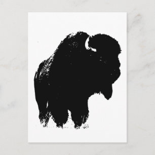 Cartão Postal Pop Art Buffalo Bison Silhouette