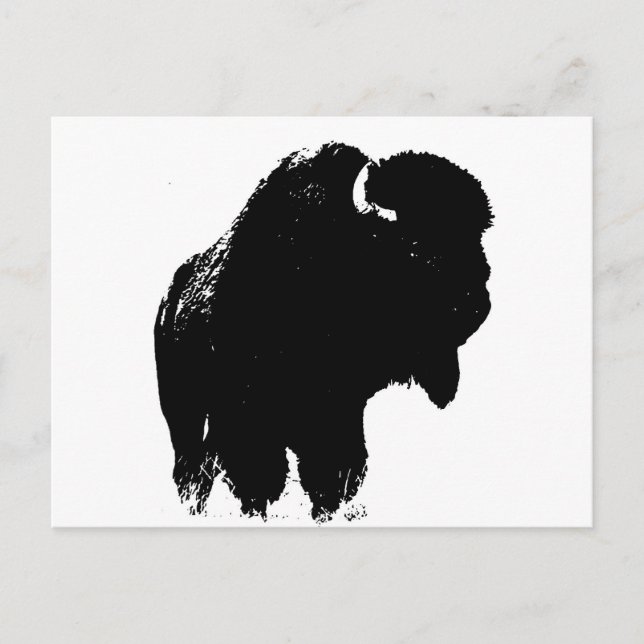 Cartão Postal Pop Art Buffalo Bison Silhouette (Frente)