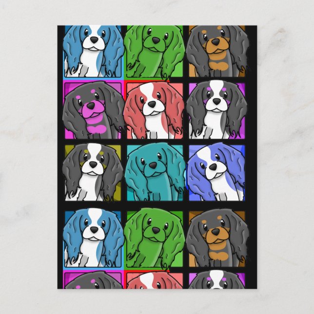 Cartão Postal Pop Art Cavalier King Charles Spaniel (Frente)