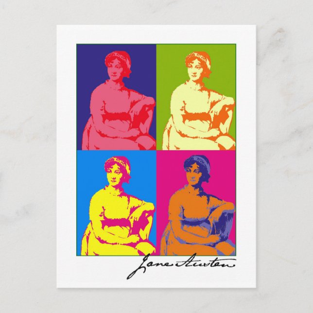 Cartão Postal Pop art de Jane Austen (Frente)