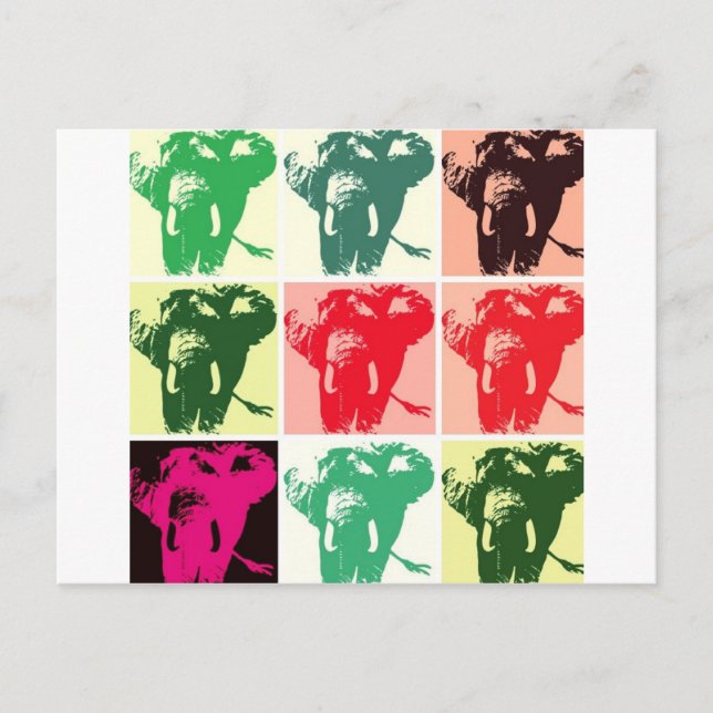 Cartão Postal Pop Art Elephants (Frente)