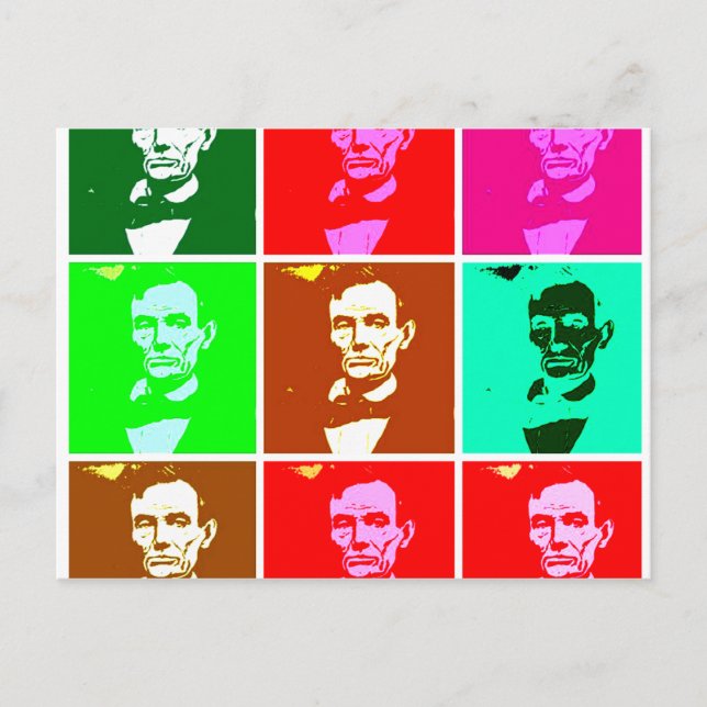 Cartão Postal Pop Art.esque Abraham Lincoln (Frente)