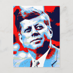 Cartão Postal Pop Art JFK John F. Kennedy Red Blue