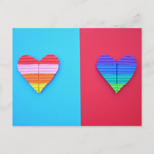 Cartão Postal Pop Art Love Twin Rainbow Hearts