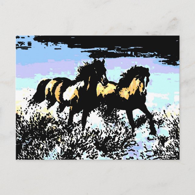 Cartão Postal Pop Art Running Horses (Frente)