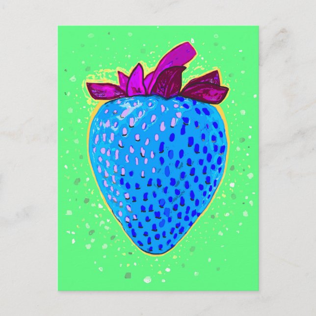 Cartão Postal Pop Art Strawberry Blue (Frente)