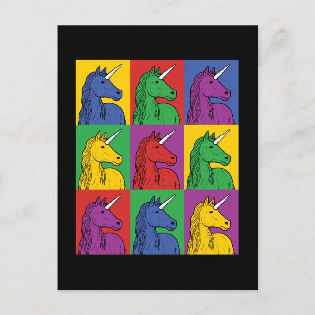 Cartão Postal Pop Art Unicorn (Frente)