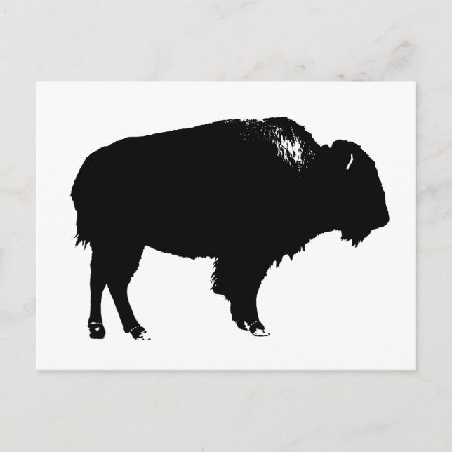 Cartão Postal Pop de Arte de Bison Bison Branco e Preto (Frente)