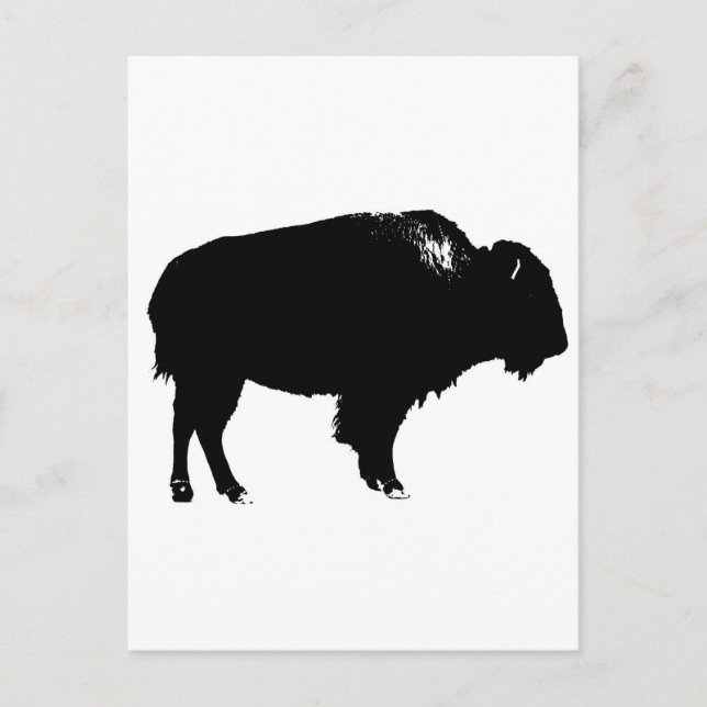 Cartão Postal Pop de Arte de Bison Bison Branco e Preto (Frente)
