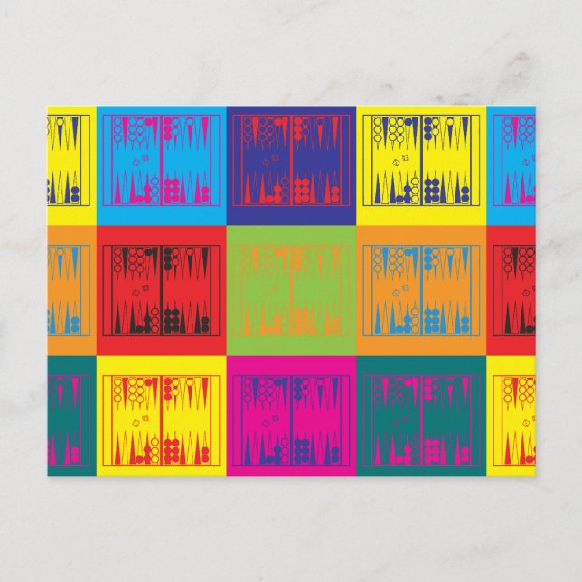 Cartão Postal Pop de Arte do gamão (Frente)