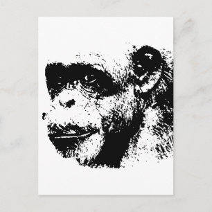 Cartão Postal Pop de arte em chimpanzé preto-e-branco