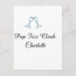 Cartão Postal Pop fizz clink blue champagne bottle new year