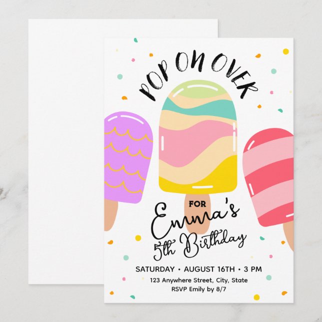 Cartão postal pop sobre Convite de aniversário (Frente/Verso)