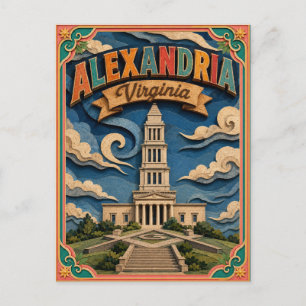 Cartão Postal PopCut Estados Alexandria Virgínia Arte em Papel