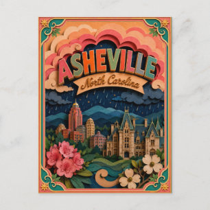 Cartão Postal PopCut Estados Asheville Carolina do Norte Arte em
