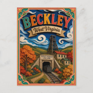 Cartão Postal PopCut Estados Beckley Virgínia Ocidental Arte em