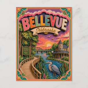 Cartão Postal PopCut Estados Bellevue Nebraska Arte em Papel