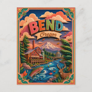 Cartão Postal PopCut Estados Bend Oregon Arte em Papel