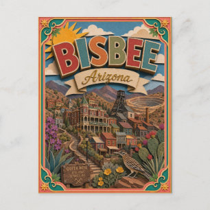 Cartão Postal PopCut Estados Bisbee Arizona Arte de Papel