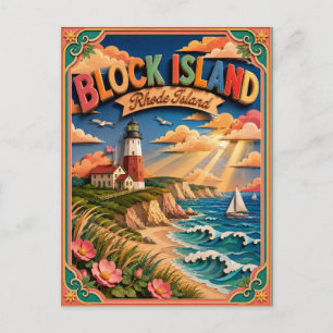 Cartão Postal PopCut Estados Block Island Rhode Island Arte em P