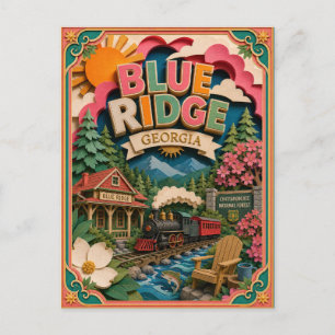 Cartão Postal PopCut Estados Blue Ridge Geórgia Arte de Papel