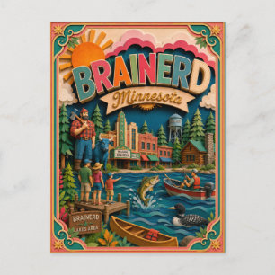Cartão Postal PopCut Estados Brainerd Minnesota Arte em Papel