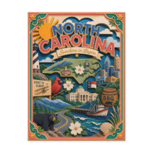 PopCut Estados Carolina do Norte Arte Colorida em