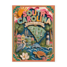PopCut Estados Carolina do Sul Arte Colorida em Pa