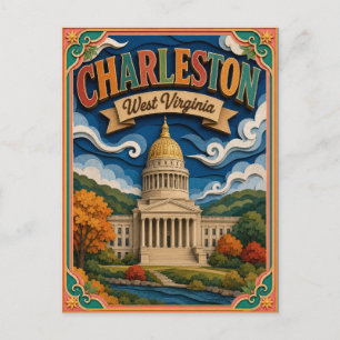 Cartão Postal PopCut Estados Charleston West Virginia Arte em Pa