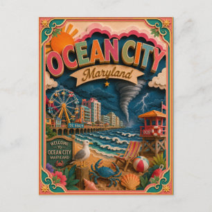 Cartão Postal PopCut Estados Cidade do Oceano Maryland Arte em P
