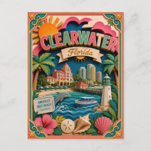 Cartão Postal PopCut Estados Clearwater Flórida Arte de Papel