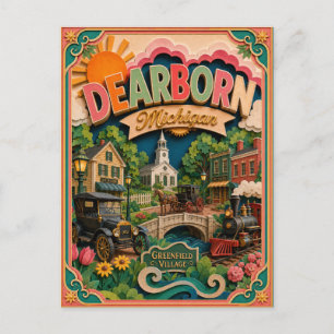 Cartão Postal PopCut Estados Dearborn Michigan Arte em Papel