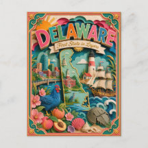 PopCut Estados Delaware Arte Colorida em Papel 3D