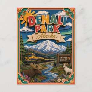 Cartão Postal PopCut Estados Denali Parque Alasca Arte de Papel