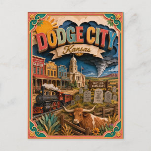 Cartão Postal PopCut Estados Dodge City Kansas Arte em Papel