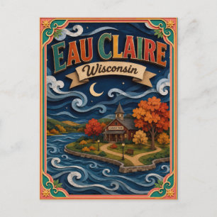 Cartão Postal PopCut Estados Eau Claire Wisconsin Arte em Papel