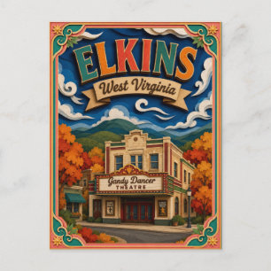 Cartão Postal PopCut Estados Elkins West Virginia Arte em Papel
