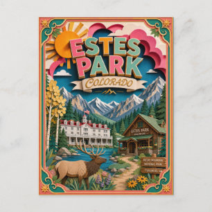 Cartão Postal PopCut Estados Estes Park Colorado Arte de Papel