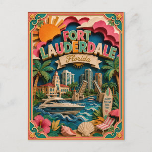 Cartão Postal PopCut Estados Fort Lauderdale Flórida Arte de Pap