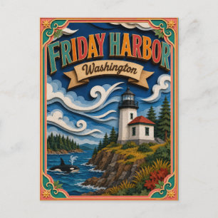 Cartão Postal PopCut Estados Friday Harbor Washington Arte em Pa