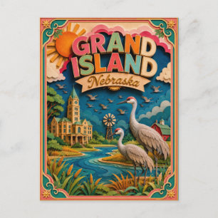 Cartão Postal PopCut Estados Grand Island Nebraska Arte em Papel