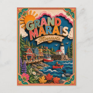 Cartão Postal PopCut Estados Grand Marais Minnesota Arte em Pape
