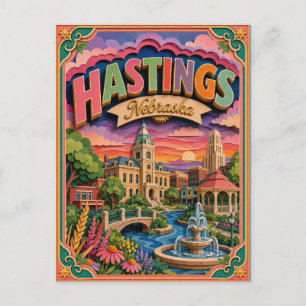 Cartão Postal PopCut Estados Hastings Nebraska Arte em Papel