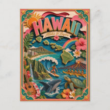 PopCut Estados Havaí Arte Colorida em Papel 3D