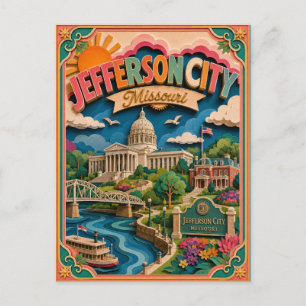 Cartão Postal PopCut Estados Jefferson City Missouri Arte em Pap