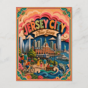 Cartão Postal PopCut Estados Jersey City Nova Jersey Arte em Pap