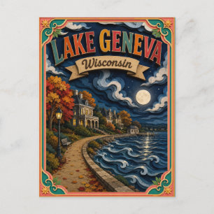 Cartão Postal PopCut Estados Lago Geneva Wisconsin Arte em Papel