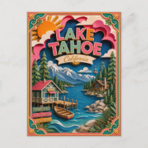 PopCut Estados Lago Tahoe Califórnia Arte em Papel