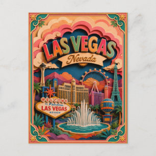 Cartão Postal PopCut Estados Las Vegas Nevada Arte em Papel